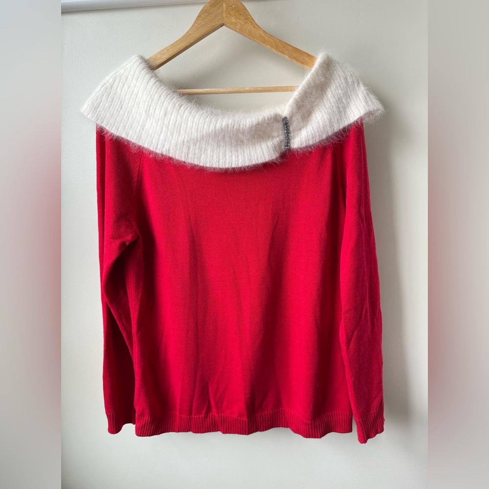BEREK Vintage Mrs Claus Sweater Red Holiday Santa Angora Christmas Whimsy XL